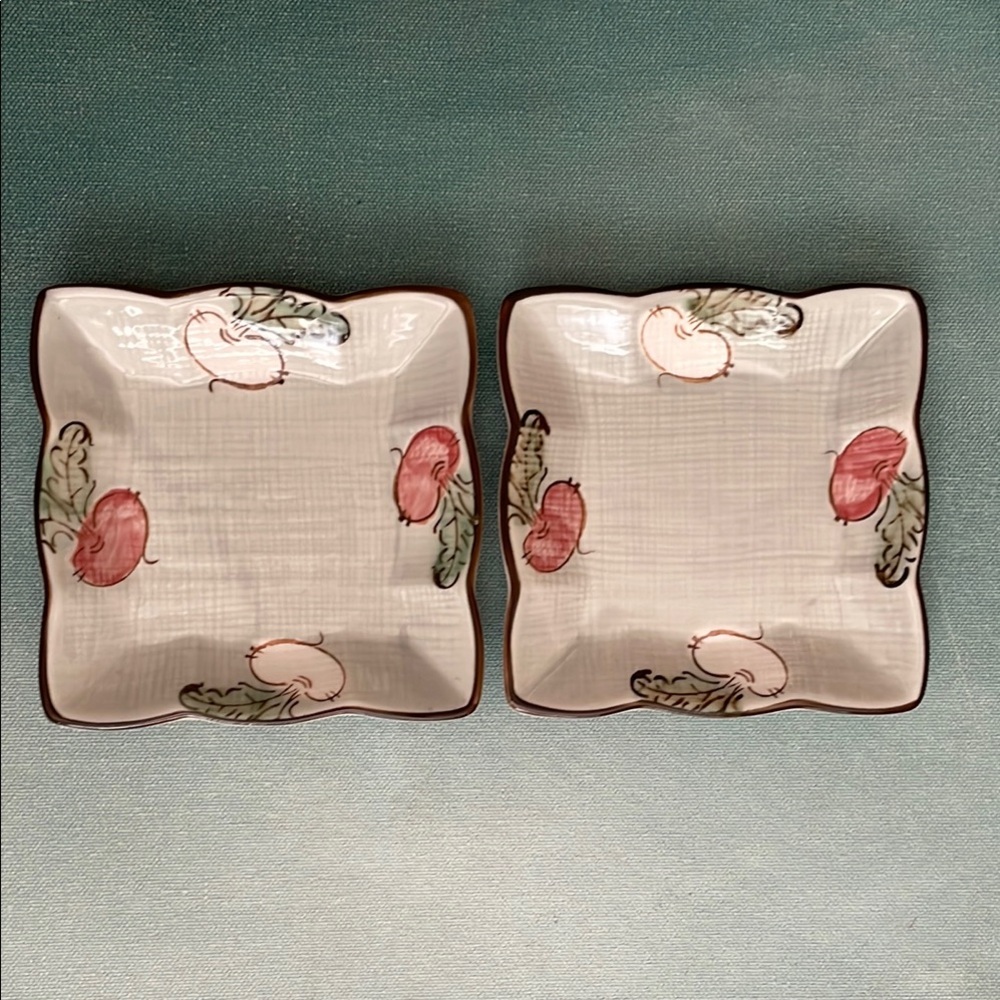 Vintage Small Square Plate with Radish Design